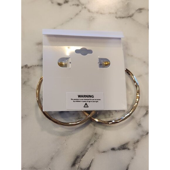 Gold-Tone Gloria Vanderbilt Twisted Hoop Earrings With Secure Backings - Picture 3 of 5